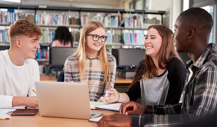 Students inside library