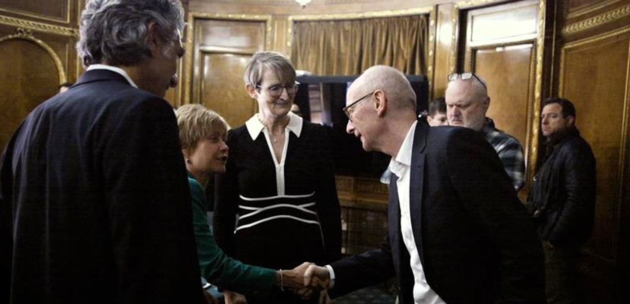 Buckinghamshire College Group CEO and Principal Jenny Craig shaking hands with Pat McFadden, Secretary of State for Work and Pensions of the United Kingdom